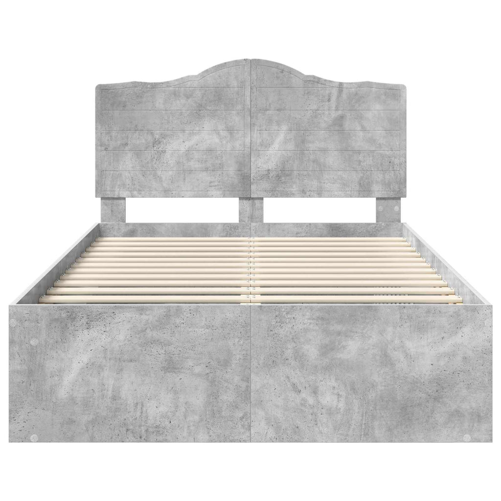 Bettrahmen mit Kopfteil Beton 120 x 190 cm Massives Kiefernholz
