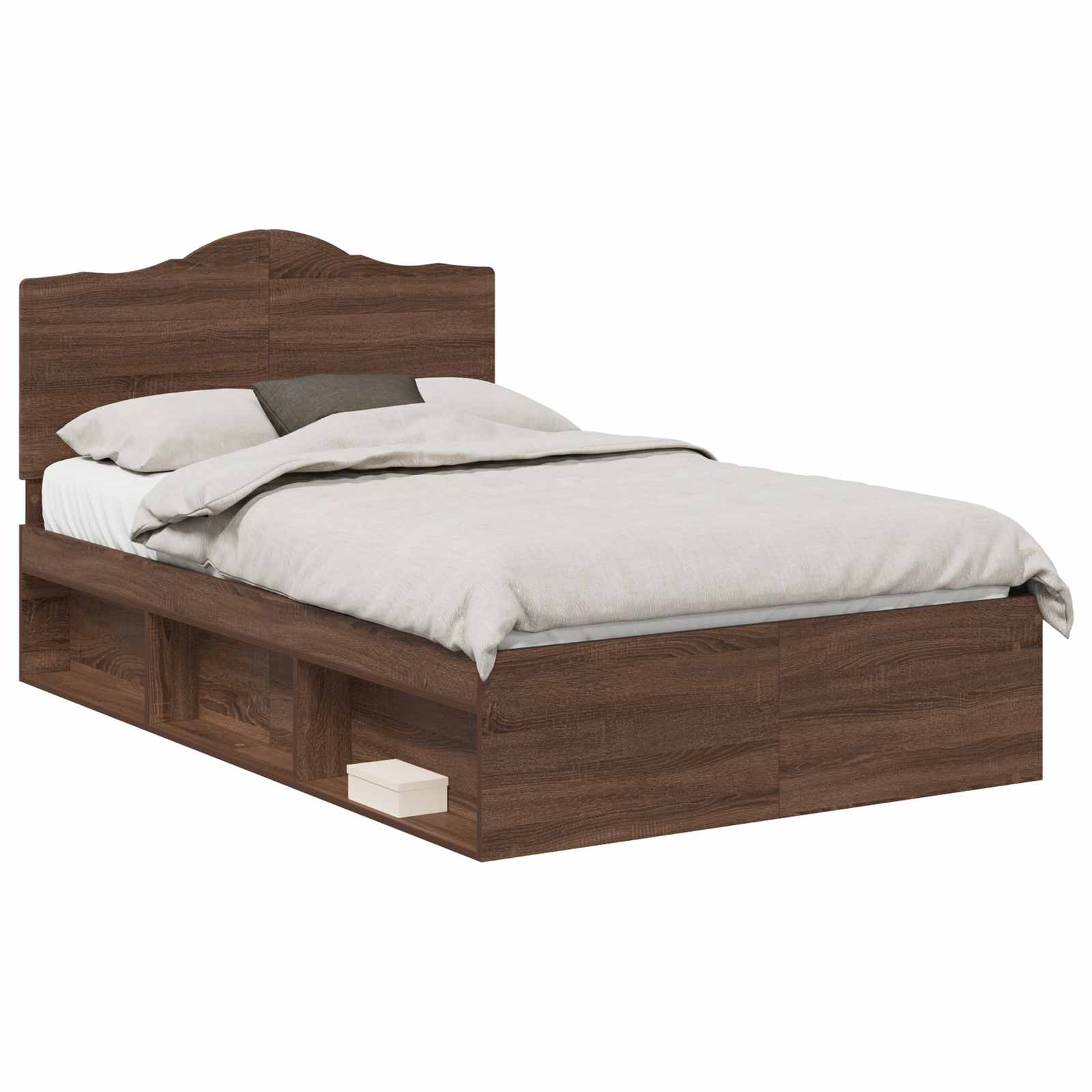 Bettrahmen Braun Eichen-Optik 120 x 190 cm Massives Kiefernholz