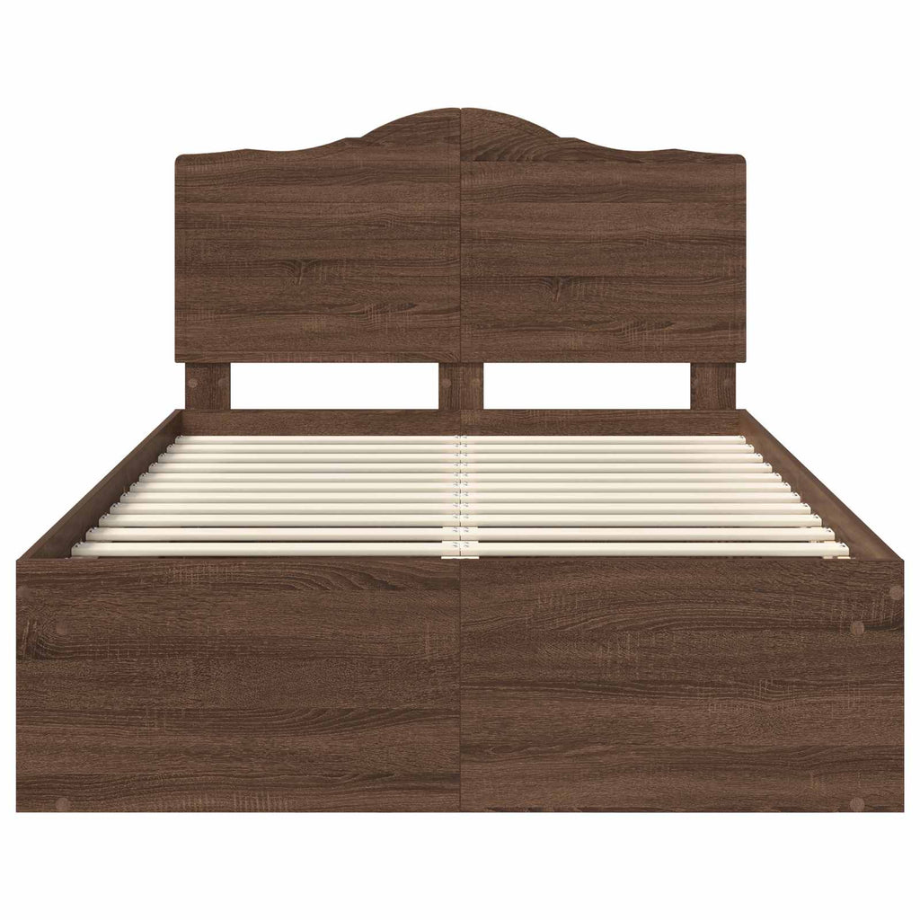 Bettrahmen Braun Eichen-Optik 120 x 190 cm Massives Kiefernholz