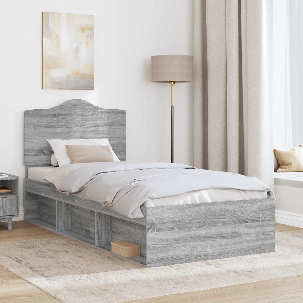 Bettrahmen Graues Sonoma 100 x 200 cm Massives Kiefernholz