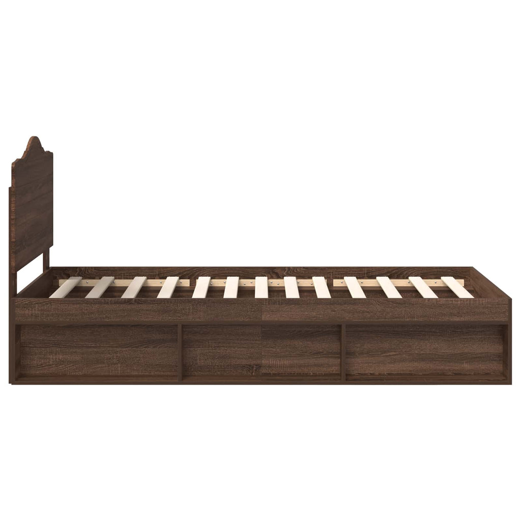 Bettrahmen Braun Eichen-Optik 100 x 200 cm Massives Kiefernholz