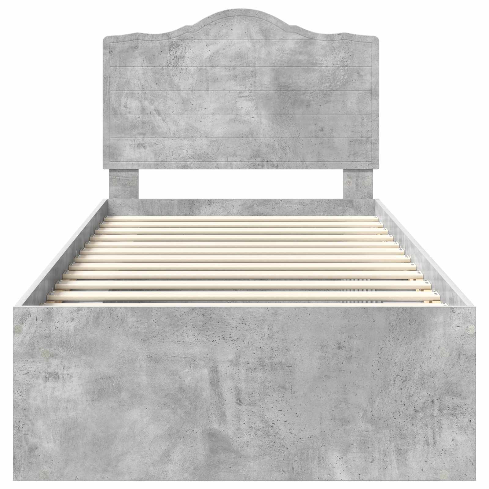 Bettrahmen mit Kopfteil Beton 90 x 200 cm Massives Kiefernholz