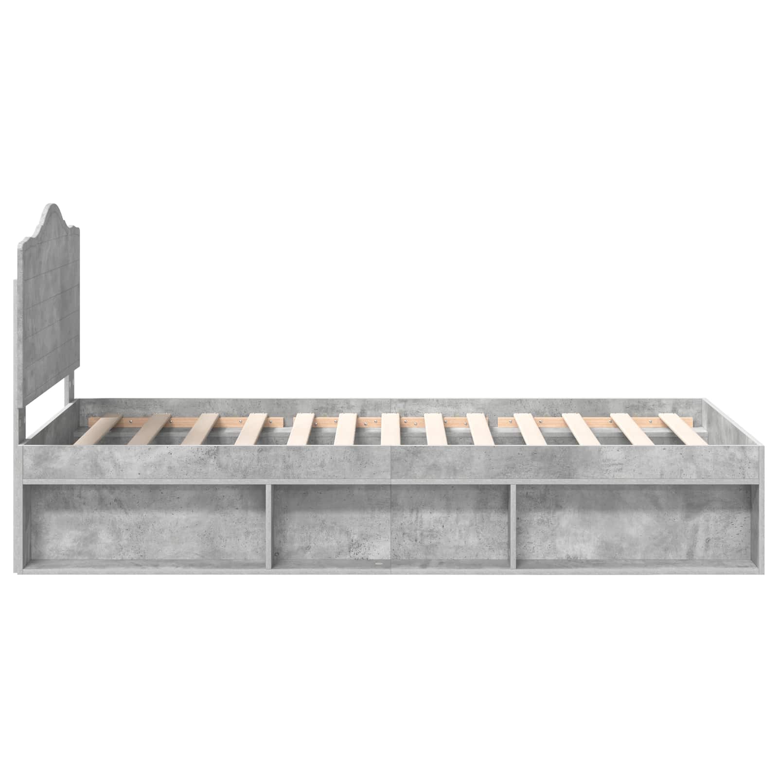 Bettrahmen mit Kopfteil Beton 90 x 200 cm Massives Kiefernholz