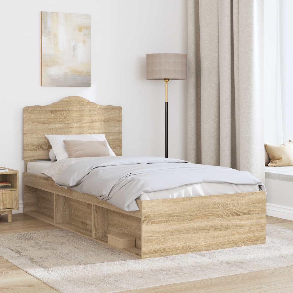 Bettrahmen mit Kopfteil Sonoma 90 x 190 cm Massives Kiefernholz