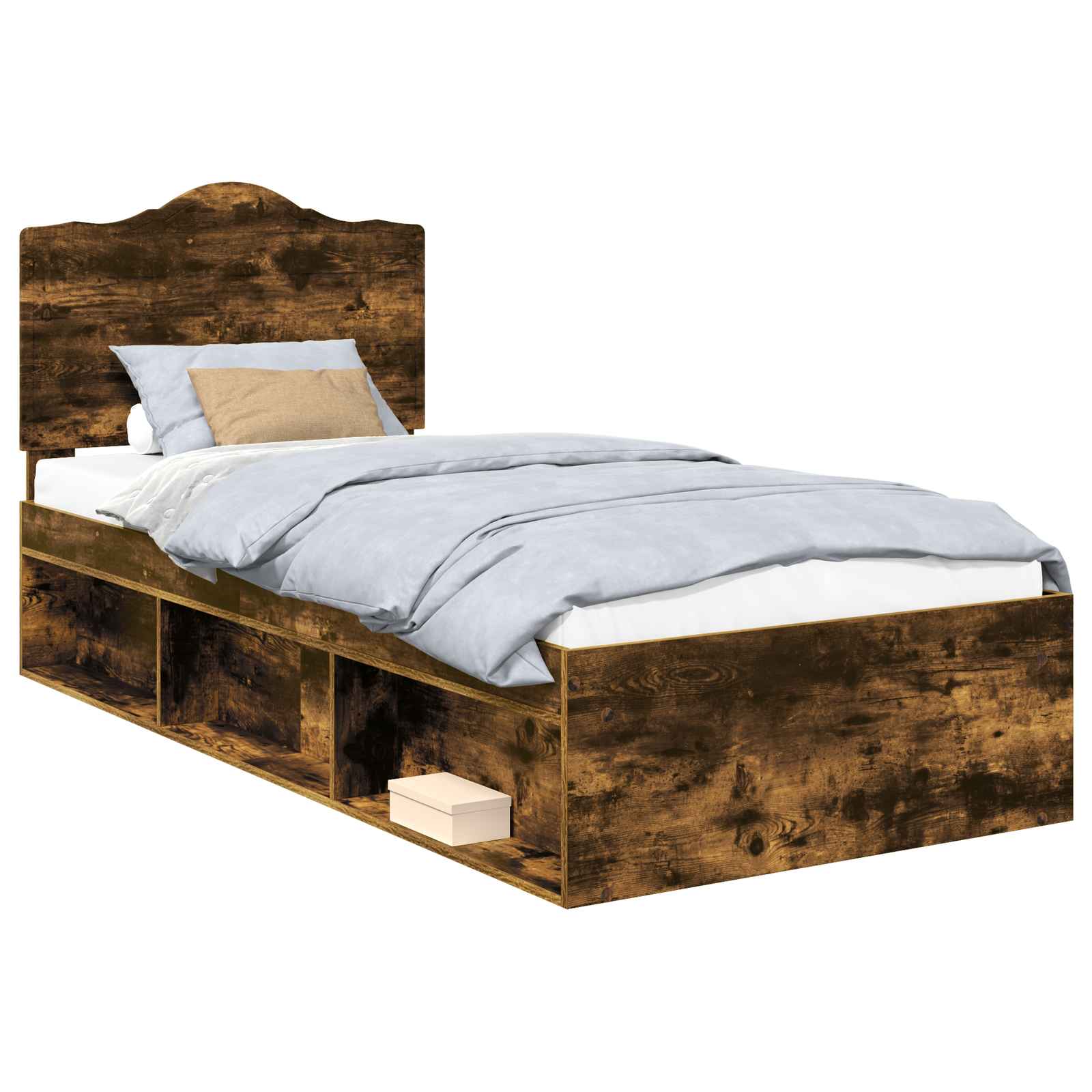 Bettrahmen Geräucherte Eiche 90 x 190 cm Massives Kiefernholz
