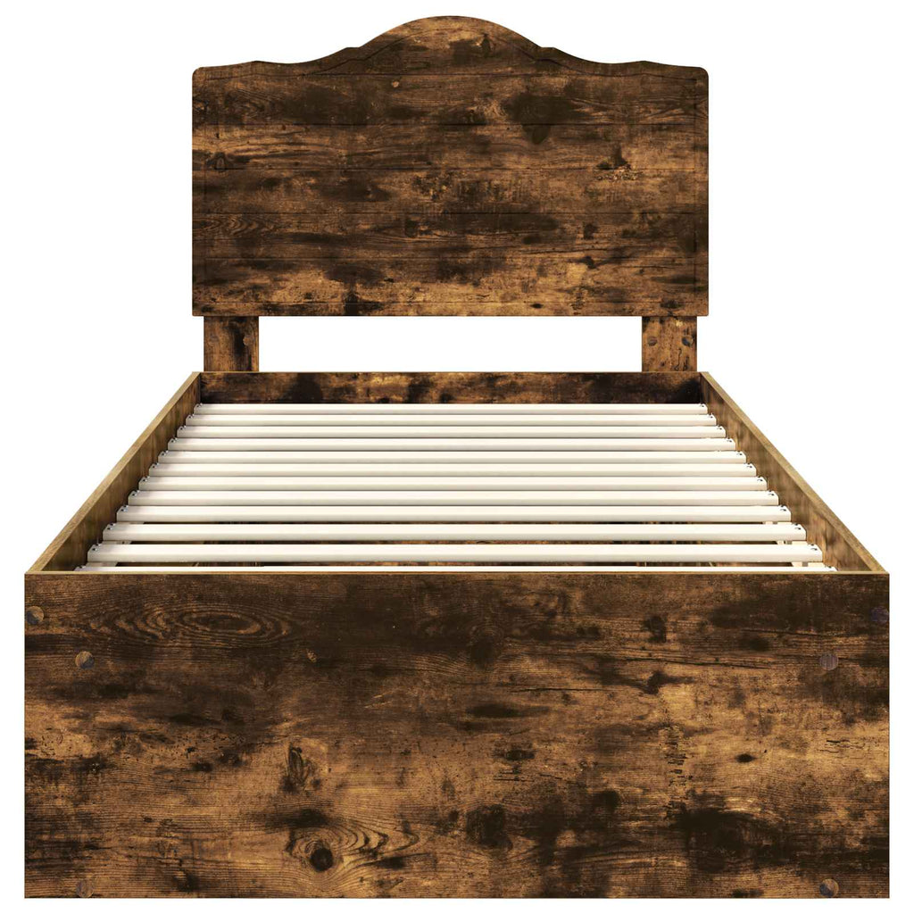 Bettrahmen Geräucherte Eiche 90 x 190 cm Massives Kiefernholz