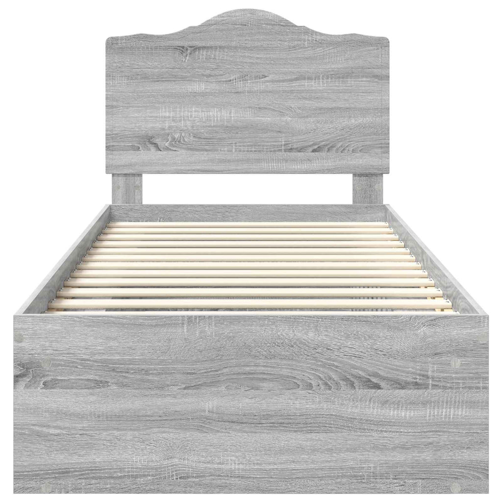 Bettrahmen Graues Sonoma 90 x 190 cm Massives Kiefernholz