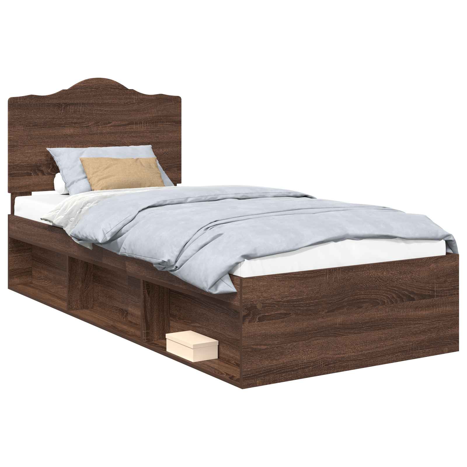 Bettrahmen Braun Eichen-Optik 90 x 190 cm Massives Kiefernholz