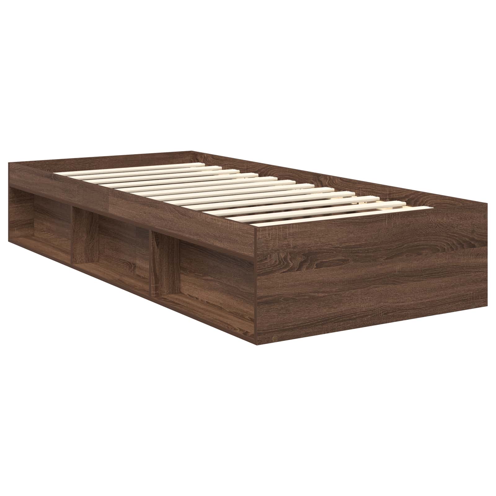 Bettrahmen Braun Eichen-Optik 90 x 190 cm Massives Kiefernholz