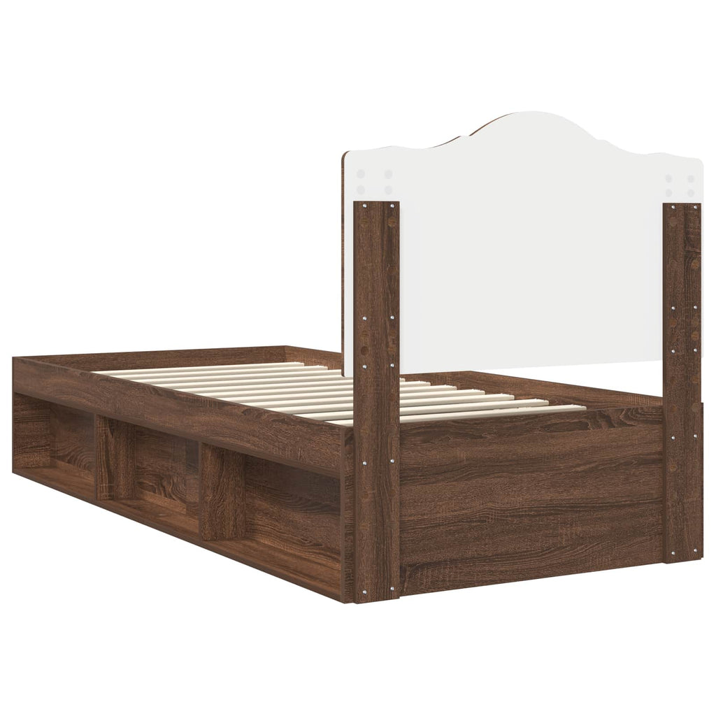Bettrahmen Braun Eichen-Optik 90 x 190 cm Massives Kiefernholz