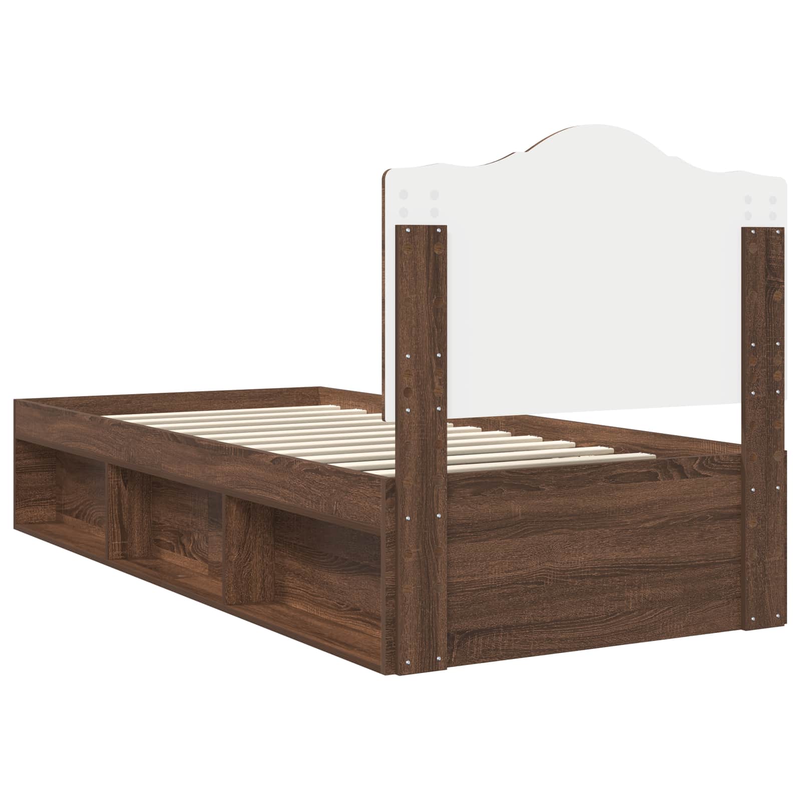 Bettrahmen Braun Eichen-Optik 90 x 190 cm Massives Kiefernholz
