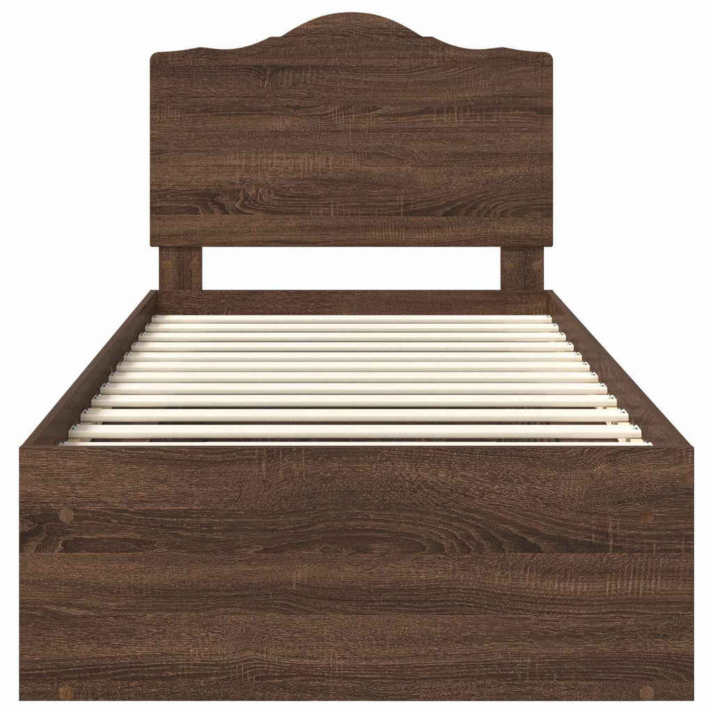 Bettrahmen Braun Eichen-Optik 90 x 190 cm Massives Kiefernholz