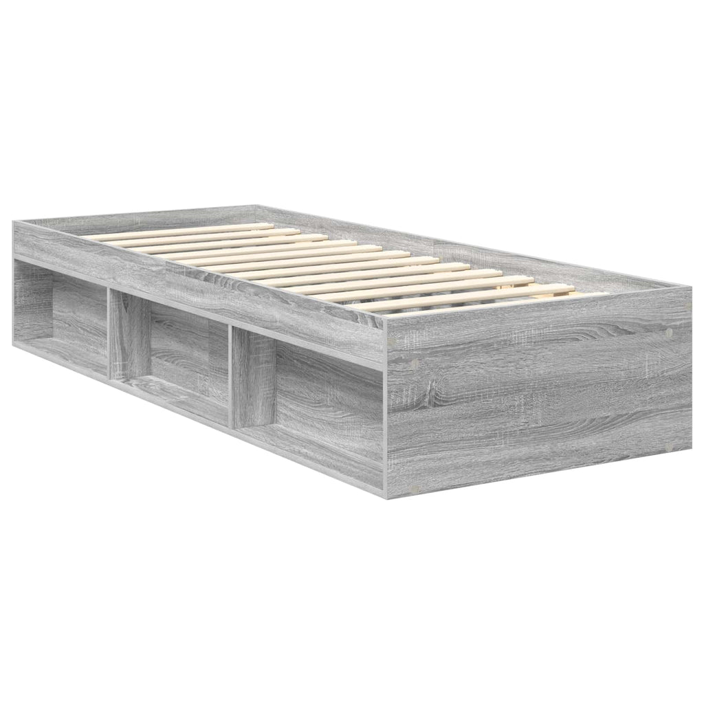 Bettrahmen Graues Sonoma 75 x 190 cm Massives Kiefernholz