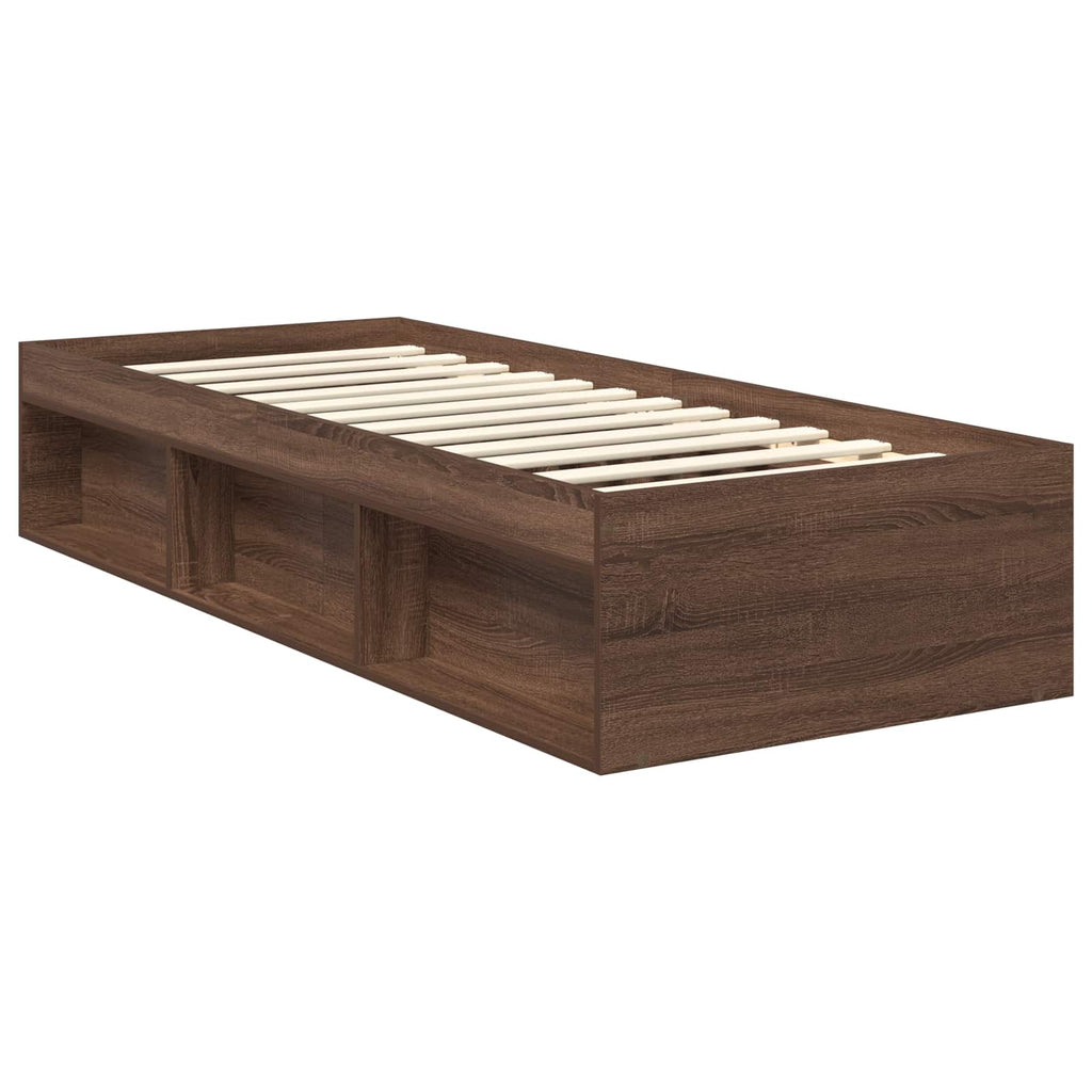 Bettrahmen Braun Eichen-Optik 75 x 190 cm Massives Kiefernholz