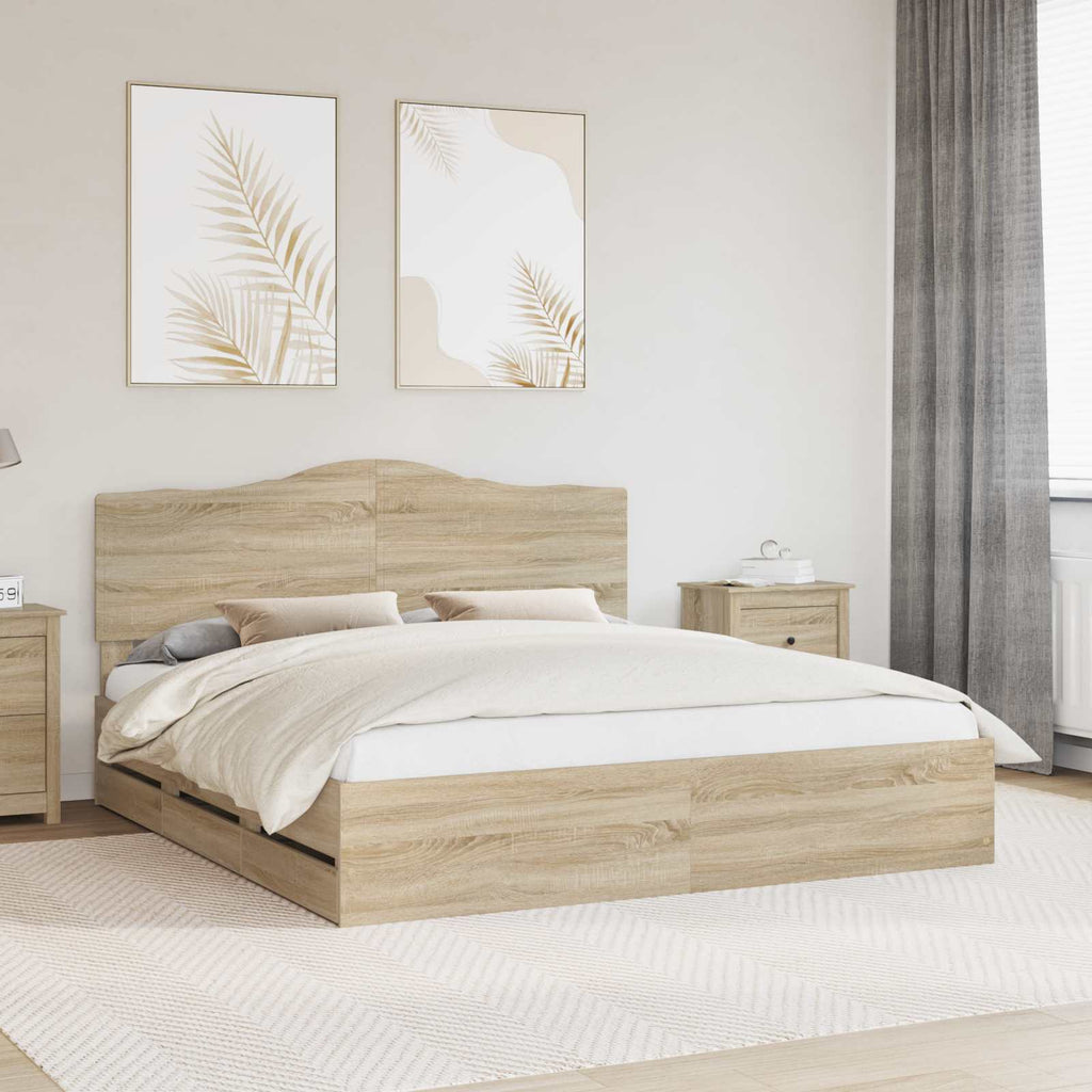 Bettrahmen Sonoma-Eiche 200 x 200 cm Ingenieurs Holz
