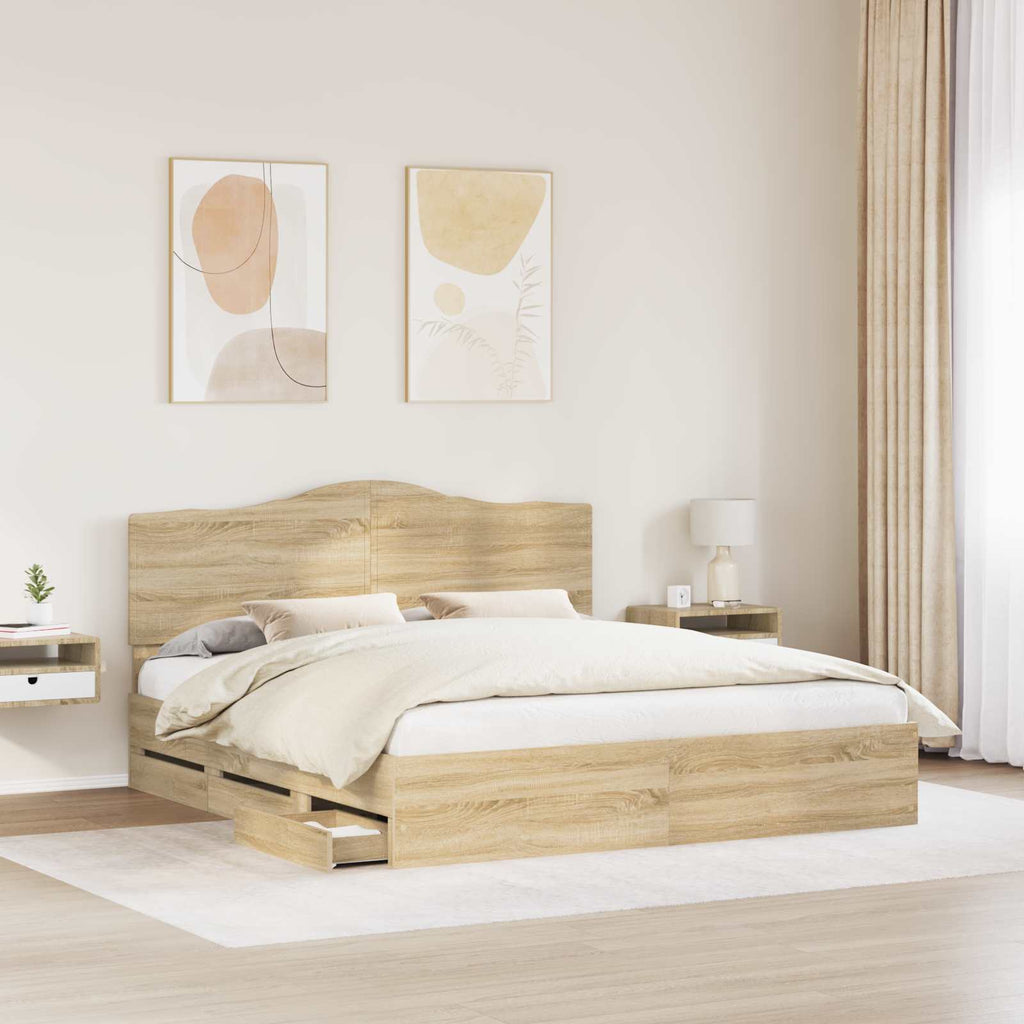 Bettrahmen Sonoma-Eiche 200 x 200 cm Ingenieurs Holz