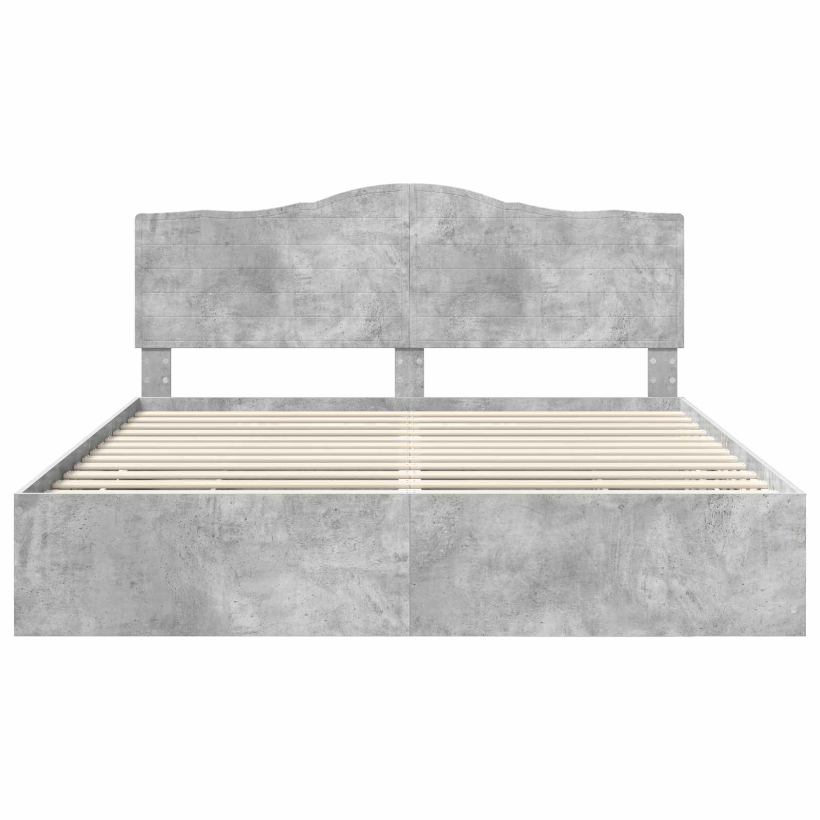 Bettrahmen mit Kopfteil Betongrau 200 x 200 cm Ingenieurs Holz