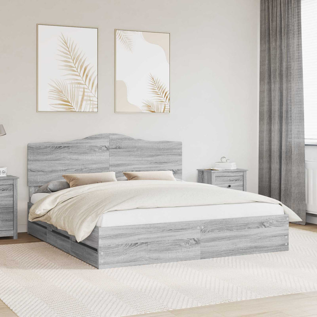 Bettrahmen Graues Sonoma 200 x 200 cm Ingenieurs Holz