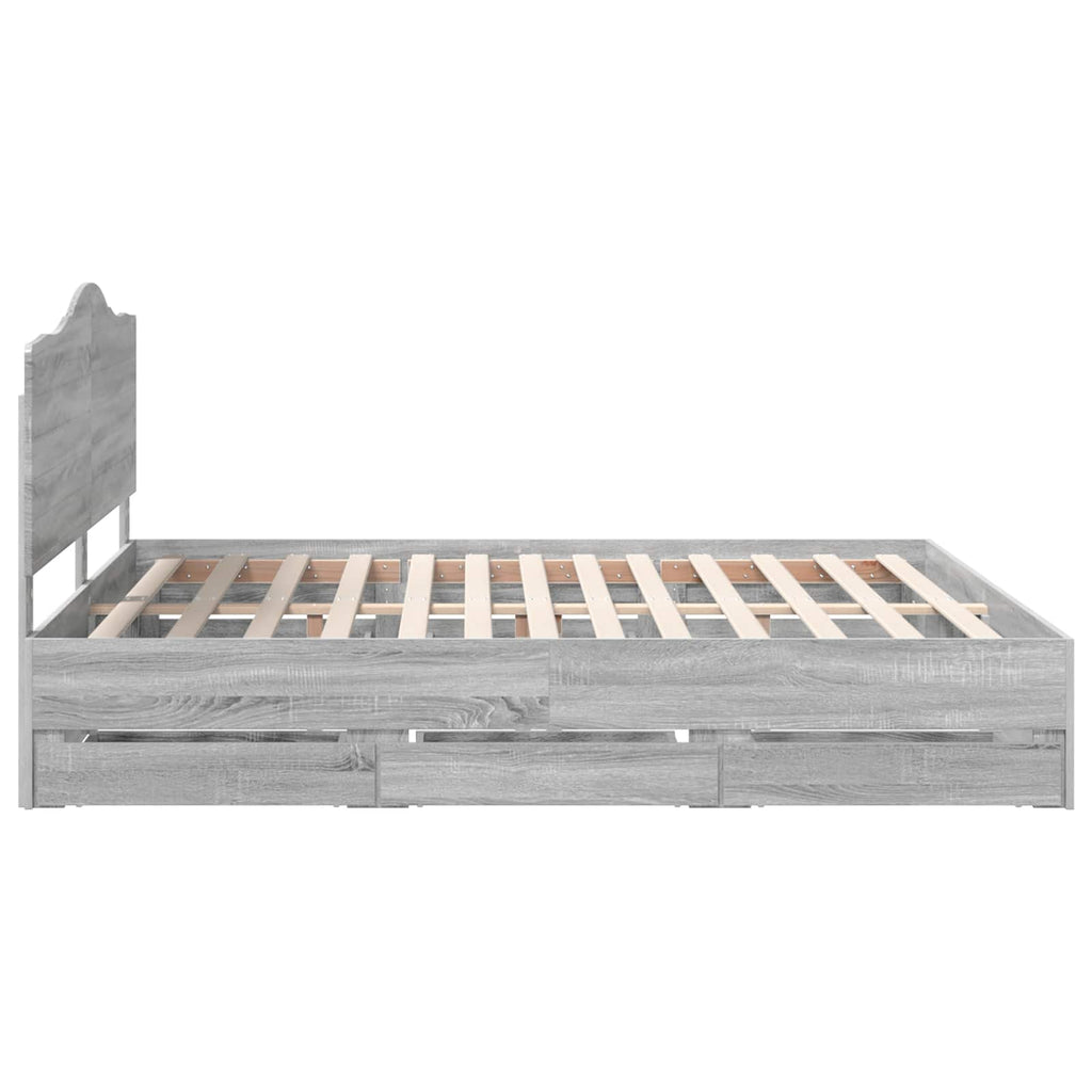 Bettrahmen Graues Sonoma 200 x 200 cm Ingenieurs Holz