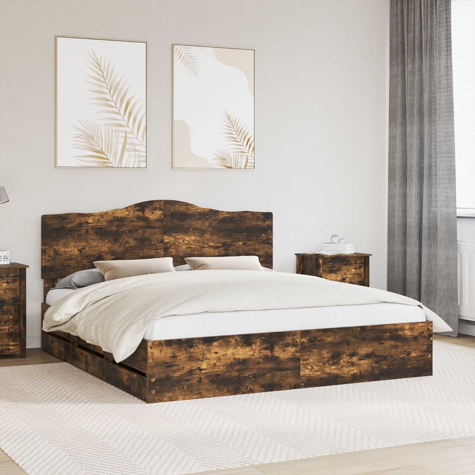 Bettrahmen Geräucherte Eiche 180 x 200 cm Ingenieurs Holz