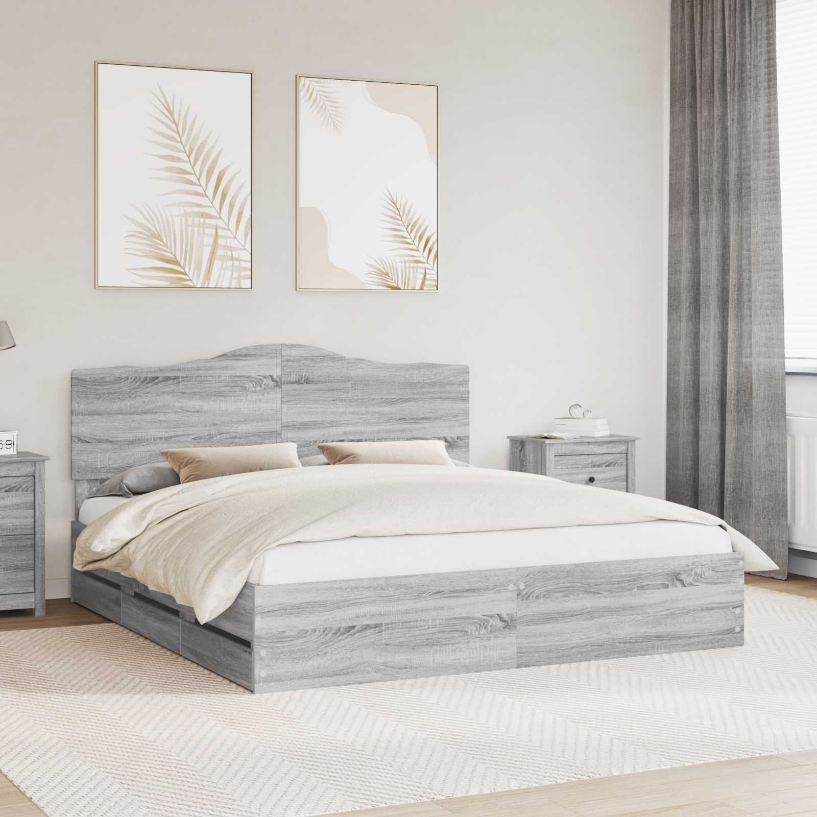 Bettrahmen Graues Sonoma 180 x 200 cm Ingenieurs Holz