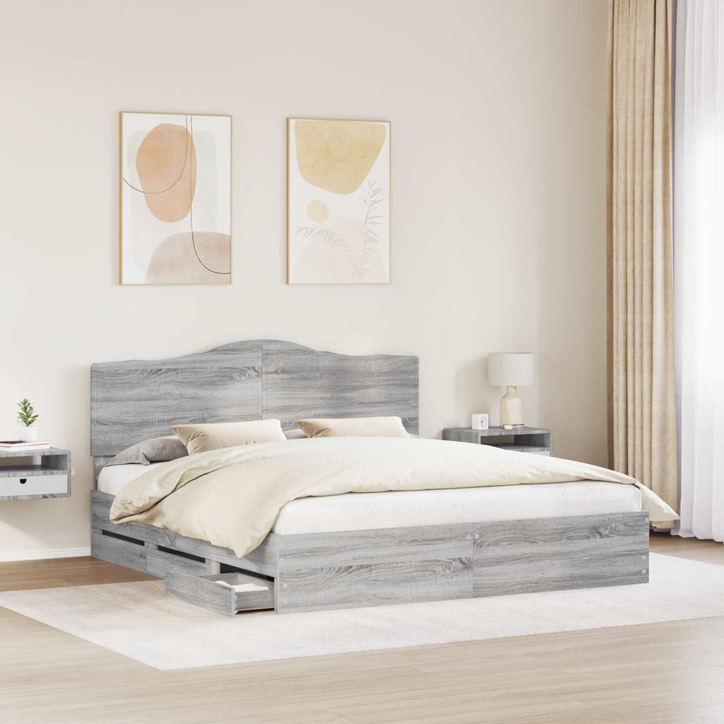 Bettrahmen Graues Sonoma 180 x 200 cm Ingenieurs Holz