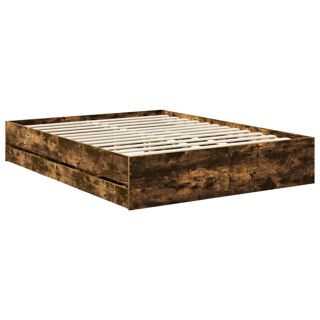 Bettrahmen Geräucherte Eiche 150 x 200 cm Ingenieurs Holz