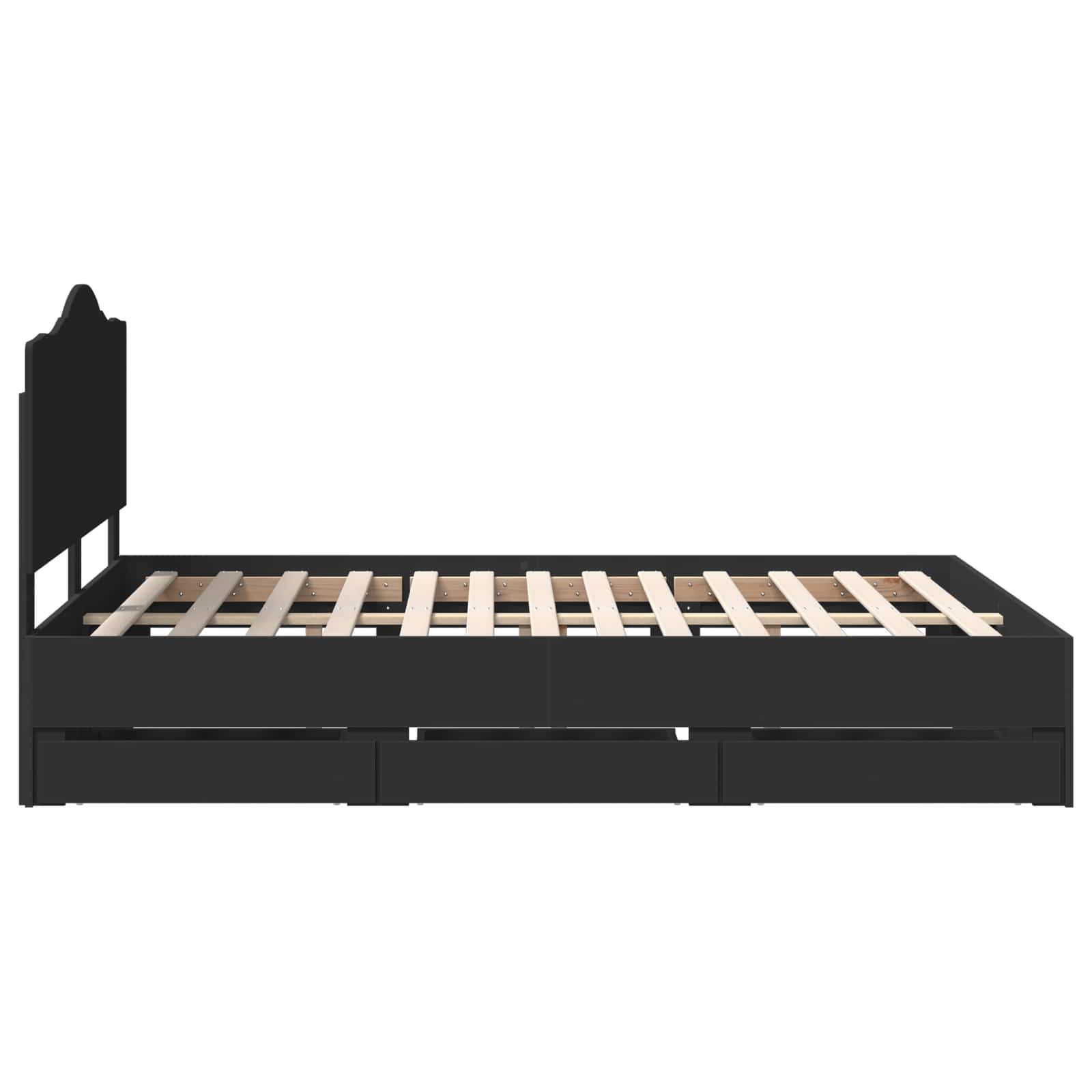 Bettrahmen mit Schubladen Schwarz 140 x 200 cm Ingenieurs Holz