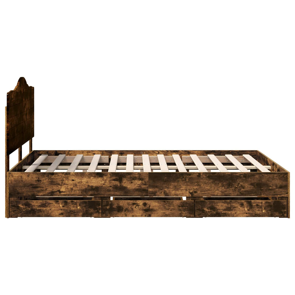 Bettrahmen Geräucherte Eiche 140 x 200 cm Ingenieurs Holz