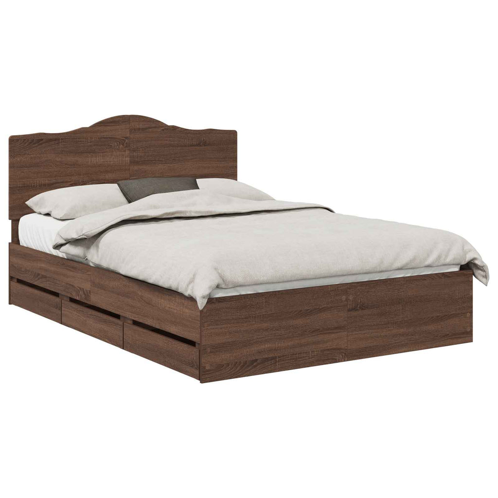 Bettrahmen Braun Eichen-Optik 140 x 200 cm Ingenieurs Holz