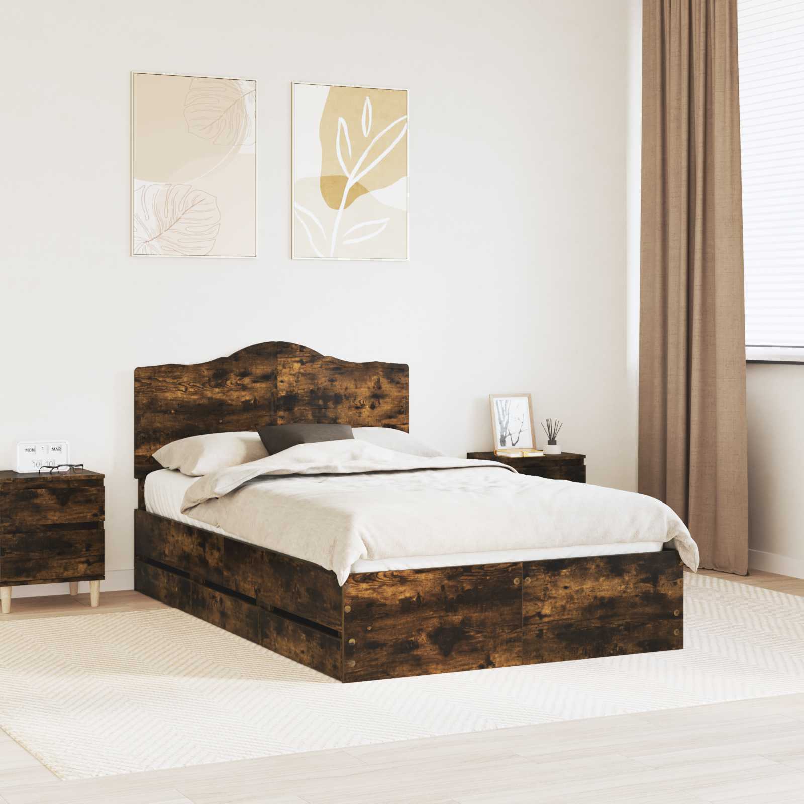 Bettrahmen Geräucherte Eiche 120 x 200 cm Ingenieurs Holz