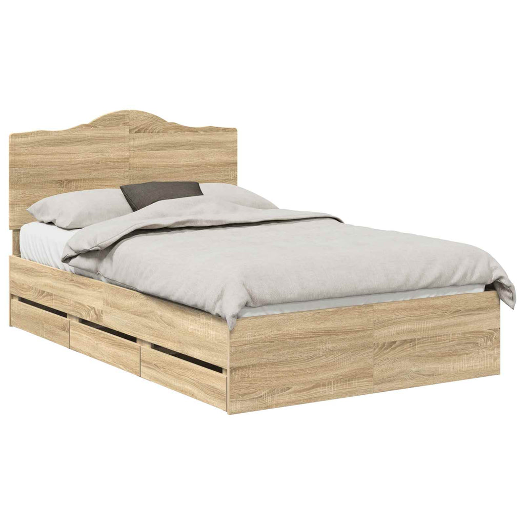 Bettrahmen Sonoma-Eiche 120 x 190 cm Ingenieurs Holz