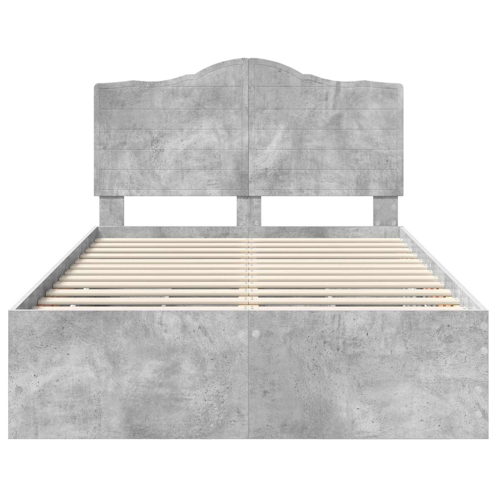 Bettrahmen mit Kopfteil Betongrau 120 x 190 cm Ingenieurs Holz
