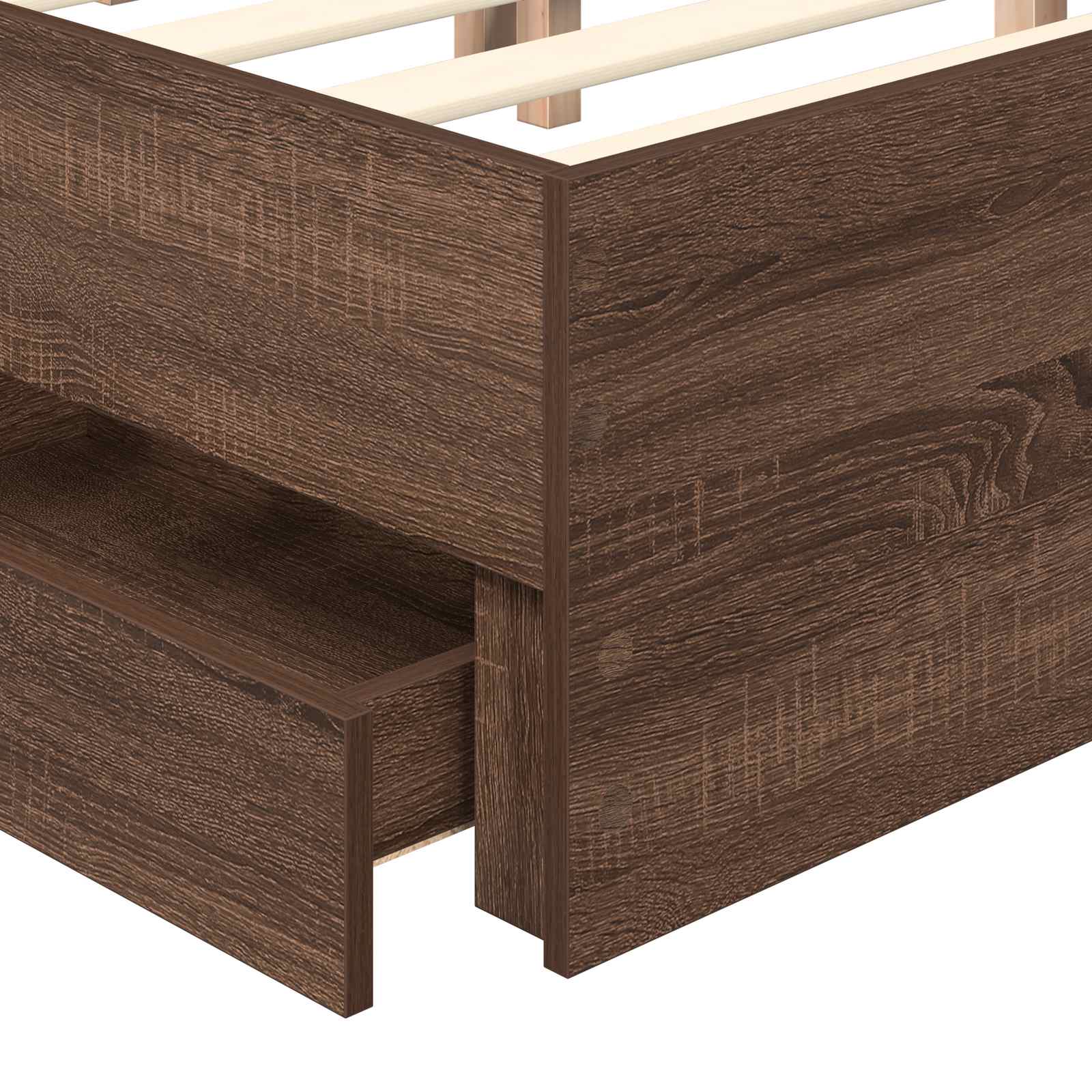 Bettrahmen Braun Eichen-Optik 120 x 190 cm Ingenieurs Holz