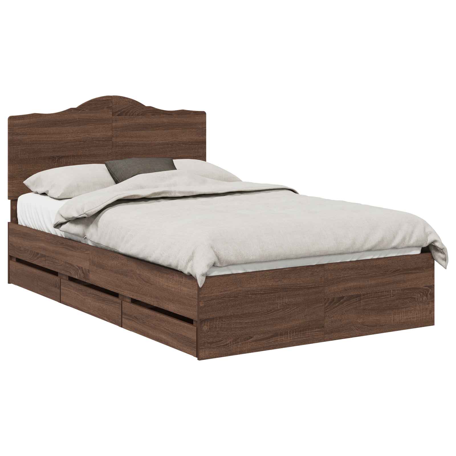 Bettrahmen Braun Eichen-Optik 120 x 190 cm Ingenieurs Holz