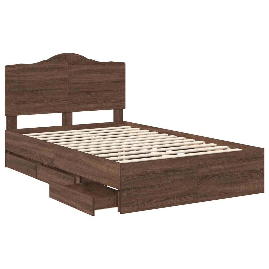 Bettrahmen Braun Eichen-Optik 120 x 190 cm Ingenieurs Holz
