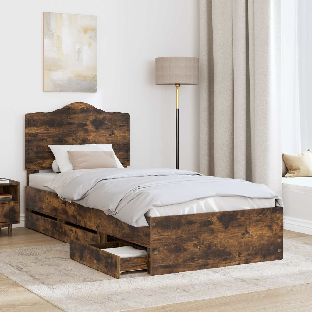 Bettrahmen Geräucherte Eiche 100 x 200 cm Ingenieurs Holz