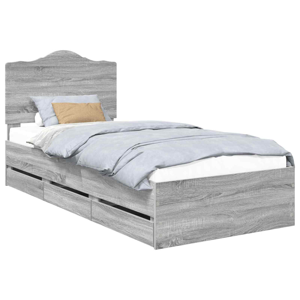 Bettrahmen Graues Sonoma 100 x 200 cm Ingenieurs Holz