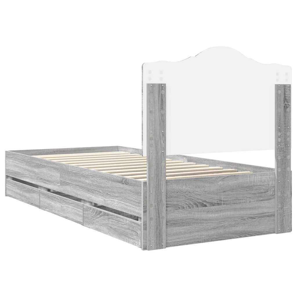Bettrahmen Graues Sonoma 90 x 200 cm Ingenieurs Holz