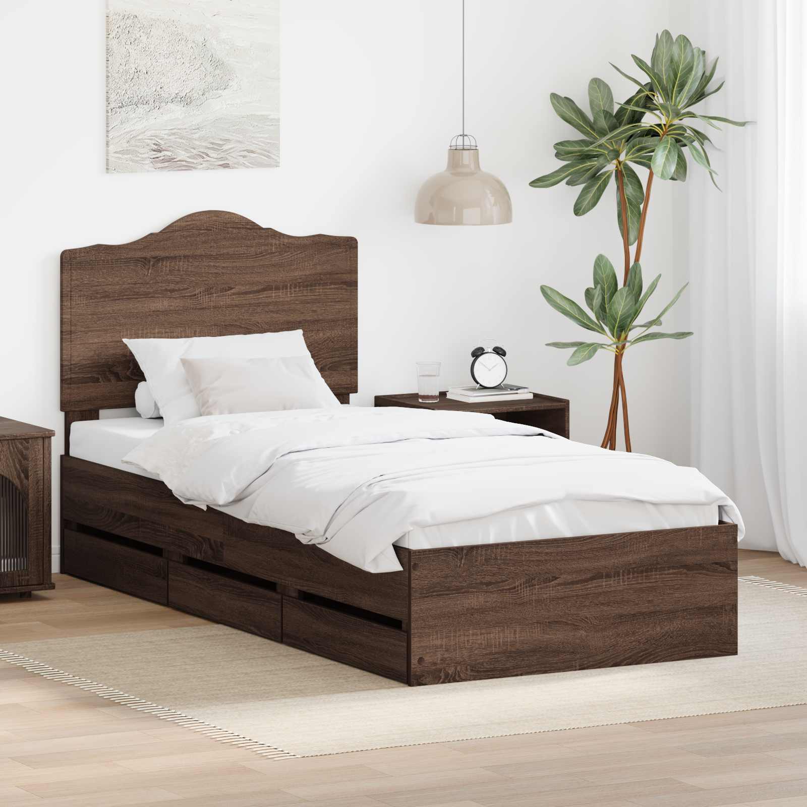 Bettrahmen Braun Eichen-Optik 90 x 200 cm Ingenieurs Holz