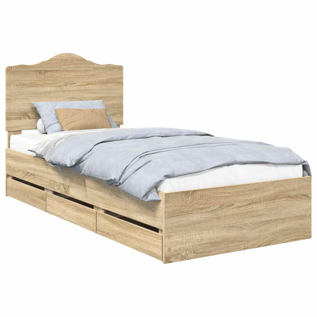 Bettrahmen Sonoma-Eiche 90 x 190 cm Ingenieurs Holz