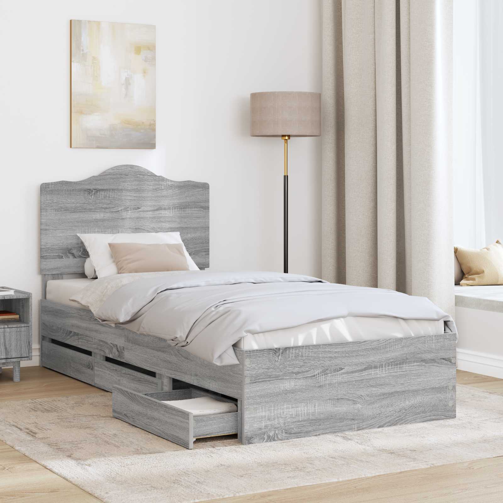 Bettrahmen Graues Sonoma 90 x 190 cm Ingenieurs Holz