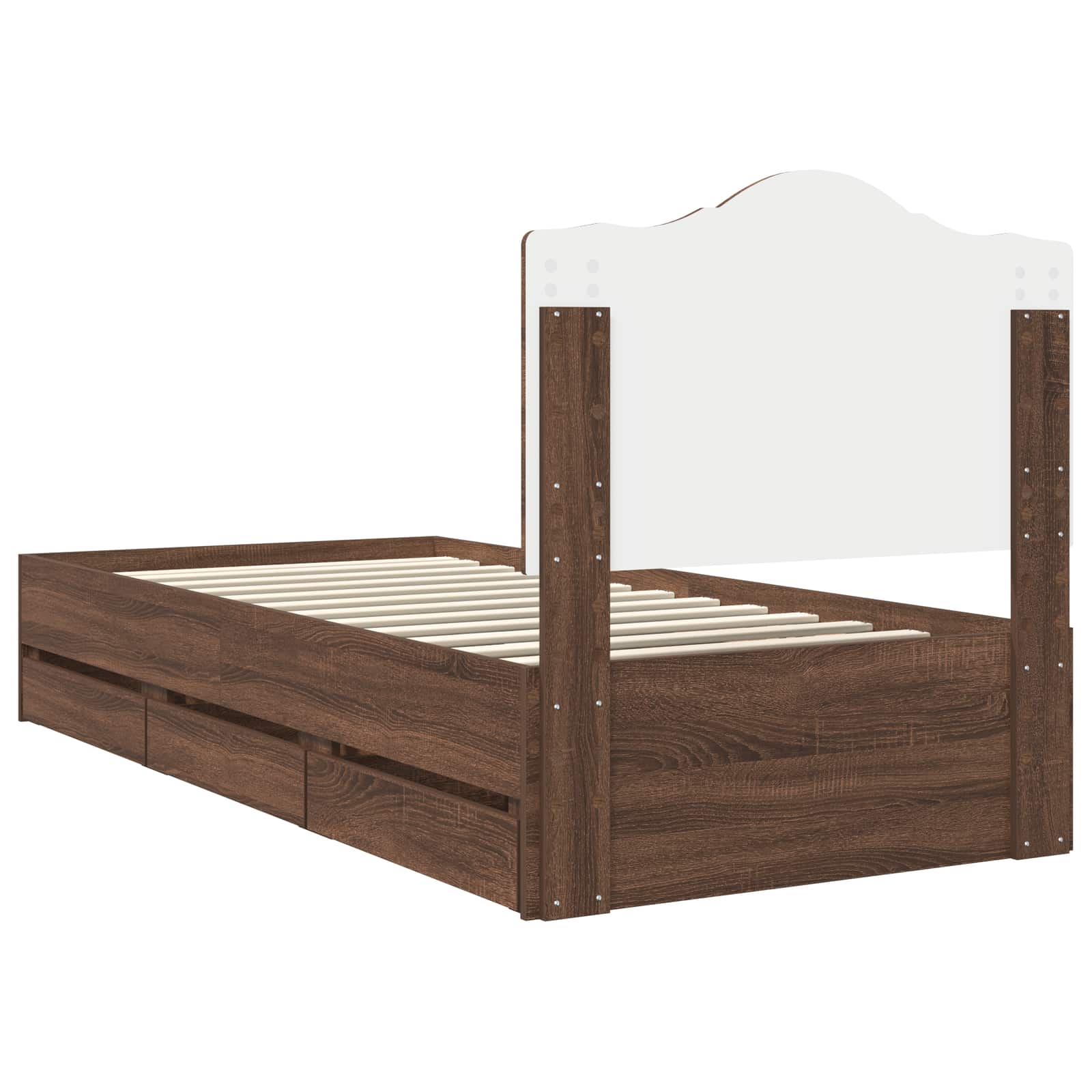 Bettrahmen Braun Eichen-Optik 90 x 190 cm Ingenieurs Holz