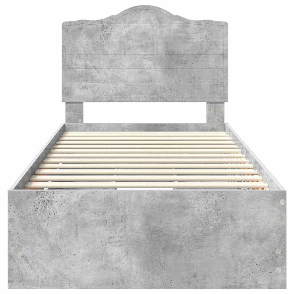 Bettrahmen mit Schubladen Betongrau 75 x 190 cm Ingenieurs Holz