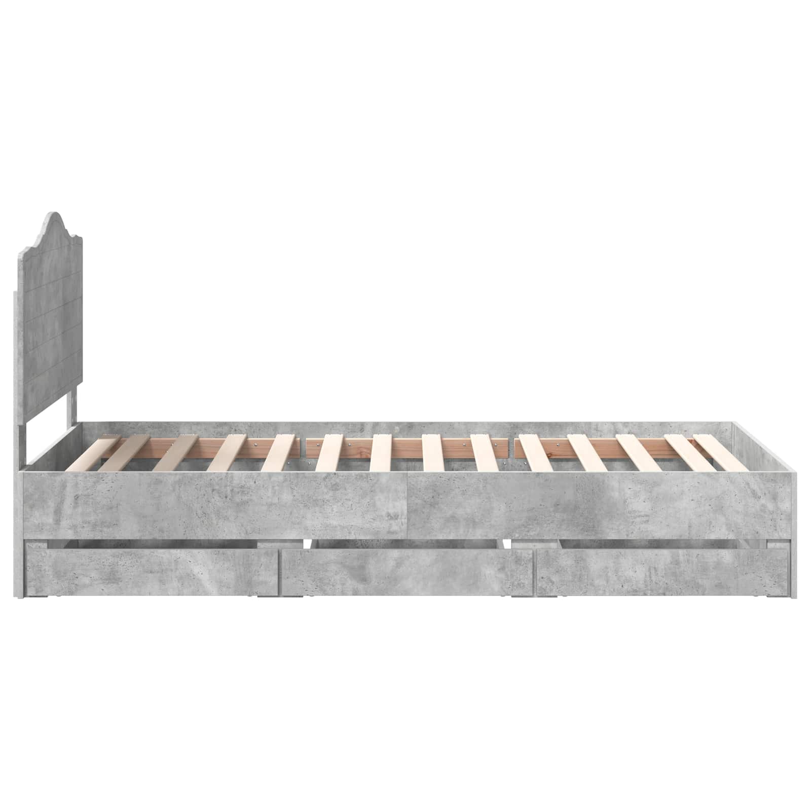Bettrahmen mit Schubladen Betongrau 75 x 190 cm Ingenieurs Holz