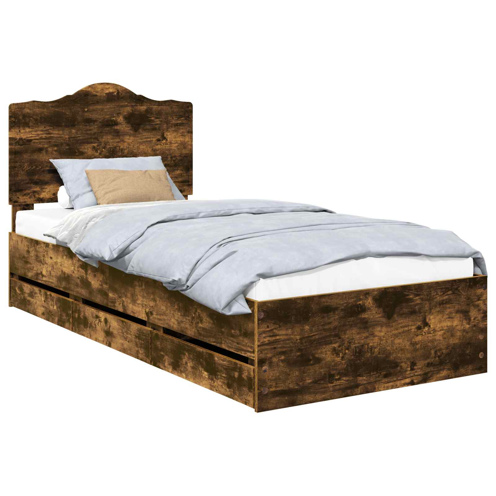Bettrahmen Geräucherte Eiche 75 x 190 cm Ingenieurs Holz