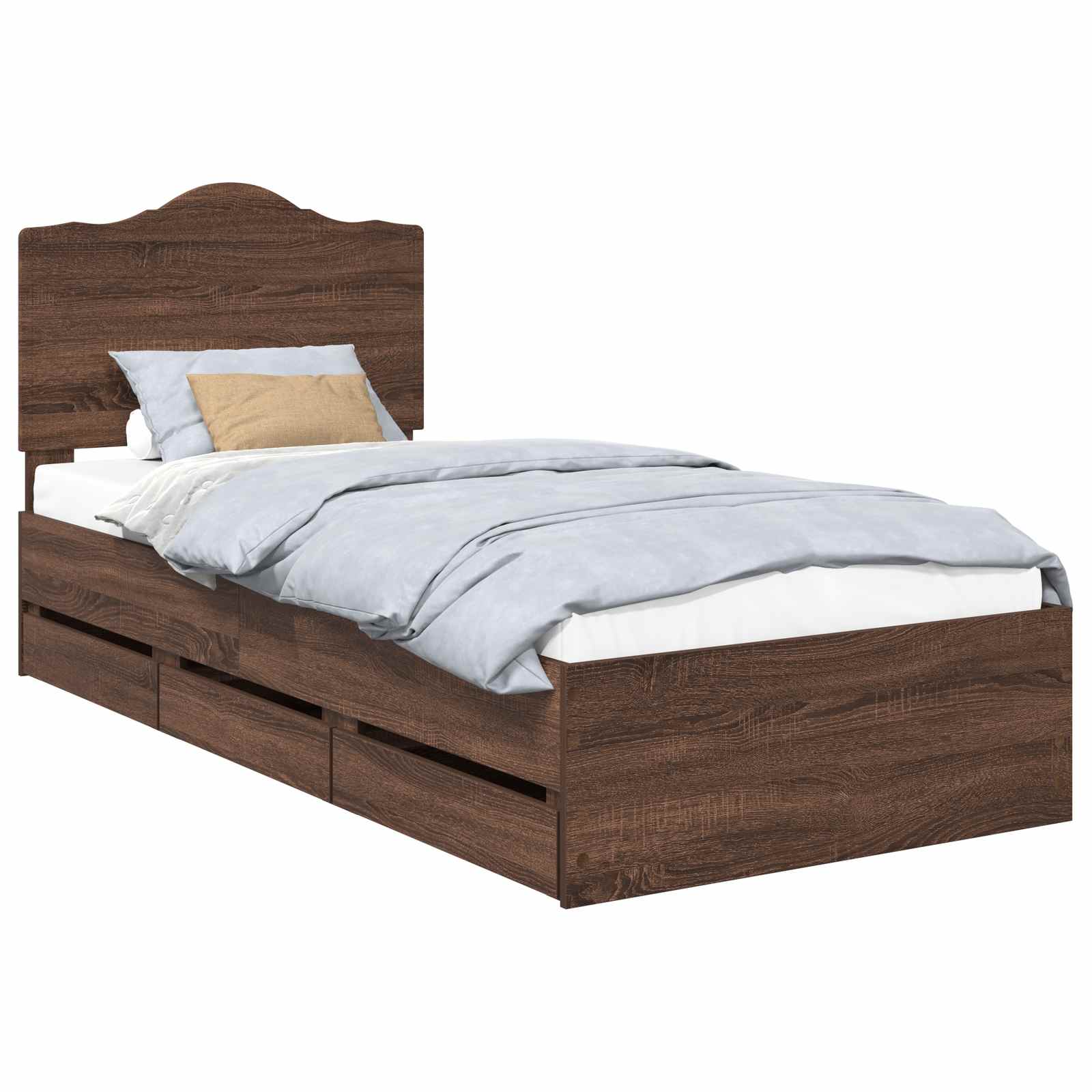 Bettrahmen Braun Eichen-Optik 75 x 190 cm Ingenieurs Holz
