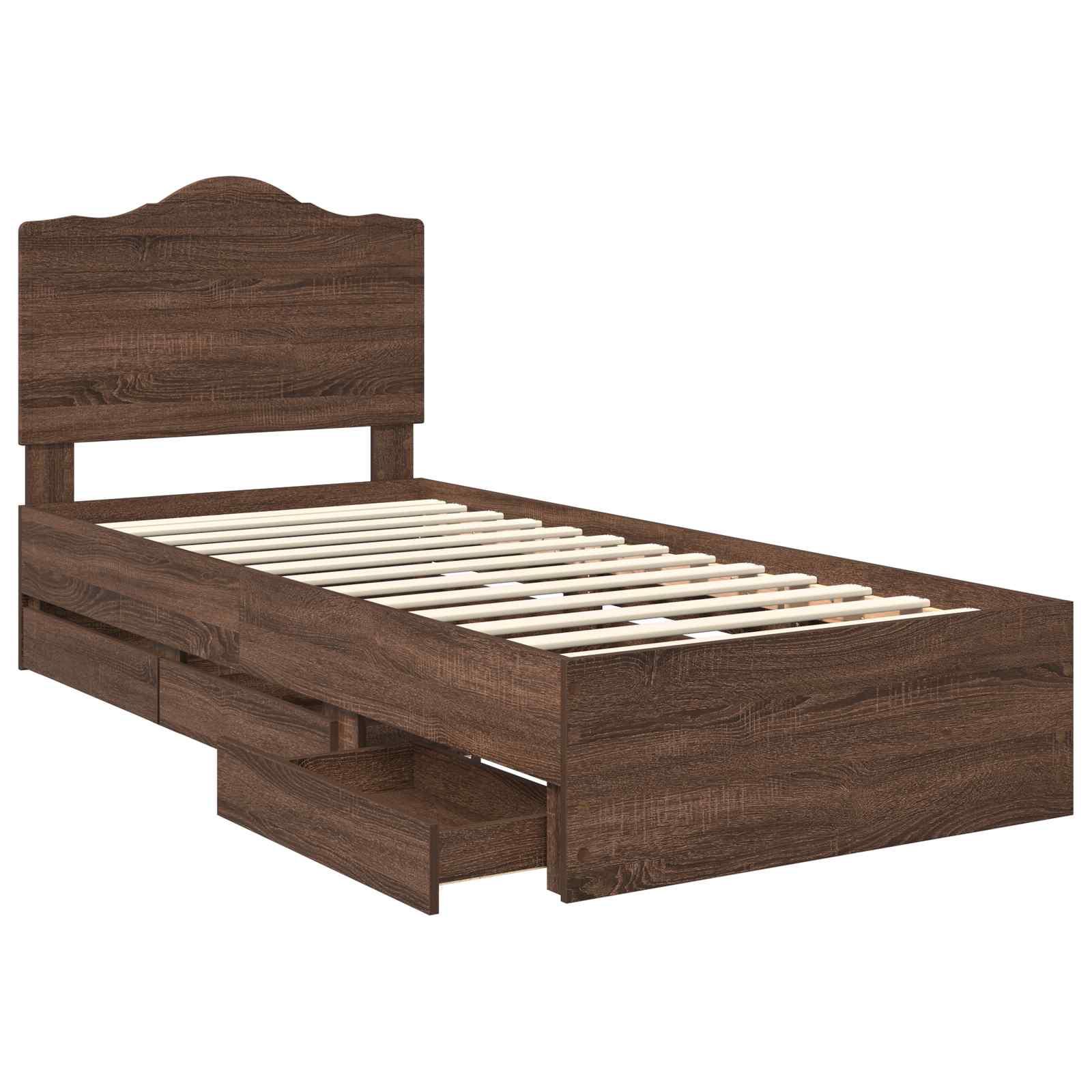 Bettrahmen Braun Eichen-Optik 75 x 190 cm Ingenieurs Holz
