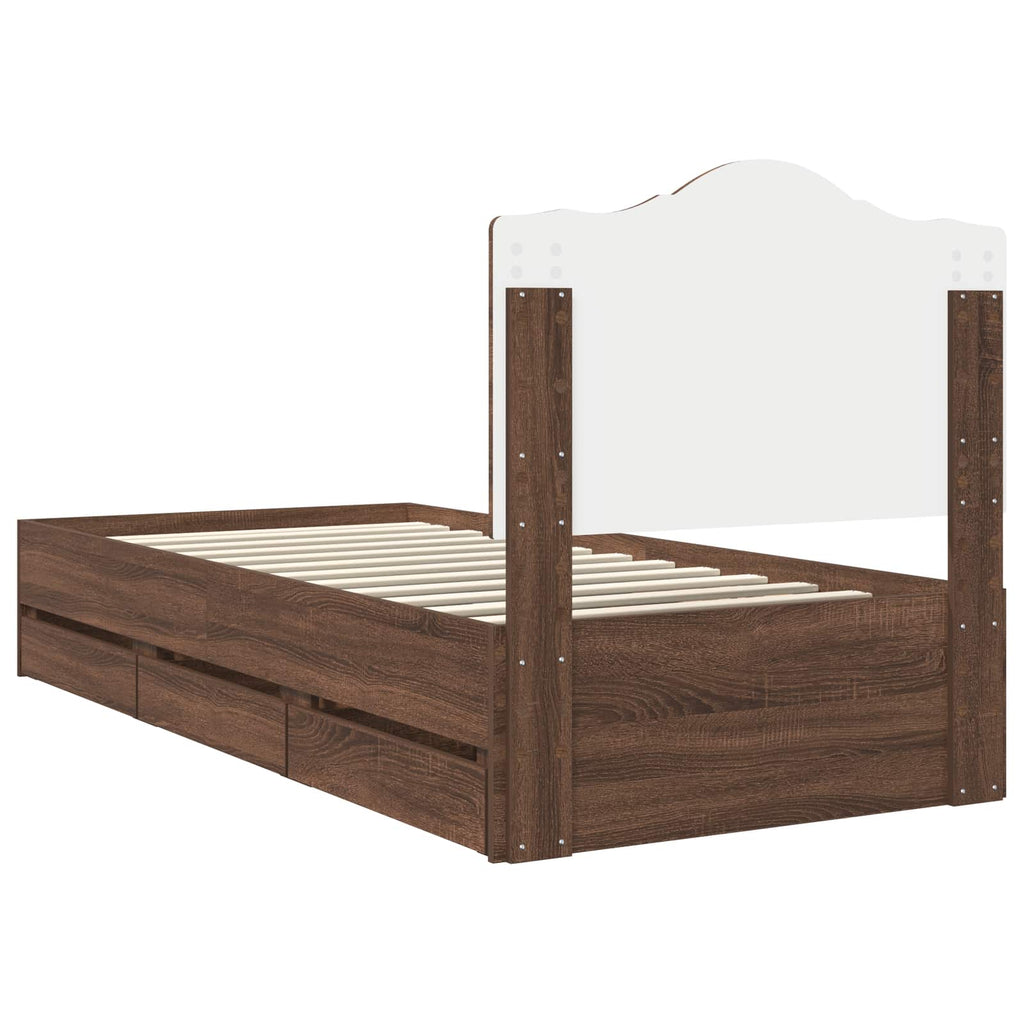Bettrahmen Braun Eichen-Optik 75 x 190 cm Ingenieurs Holz