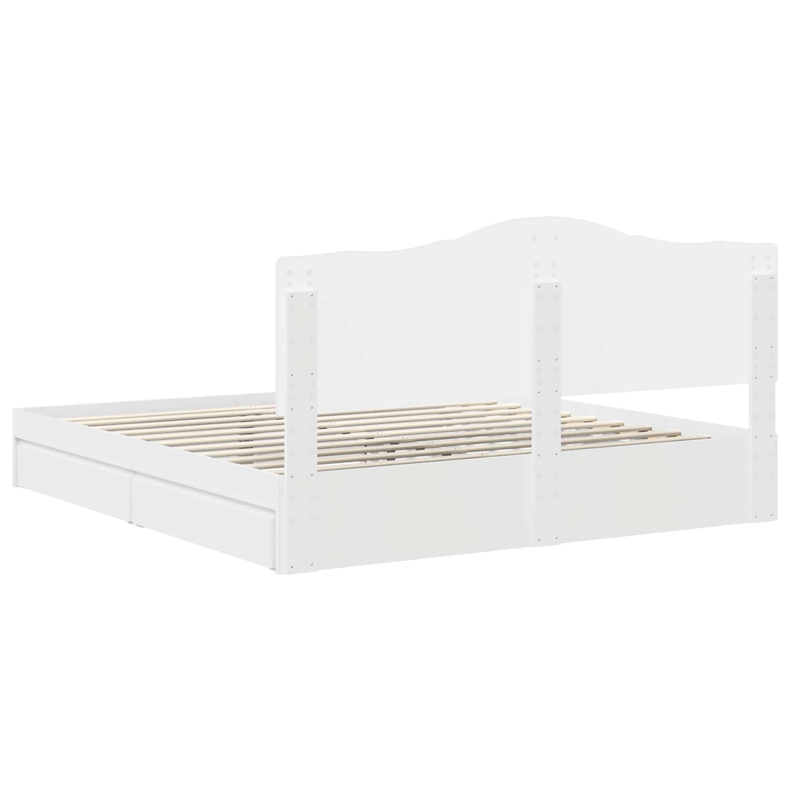 Aufbewahrungsbett mit Kopfteil Weiß 200 x 200 cm Holzwerkstoff
